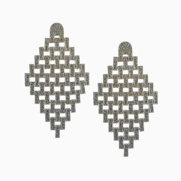 Pair of geometric earrings on a white background