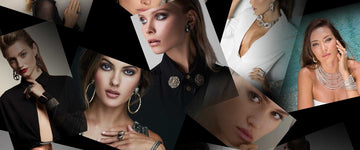 Collage of women wearing KMO jewelry