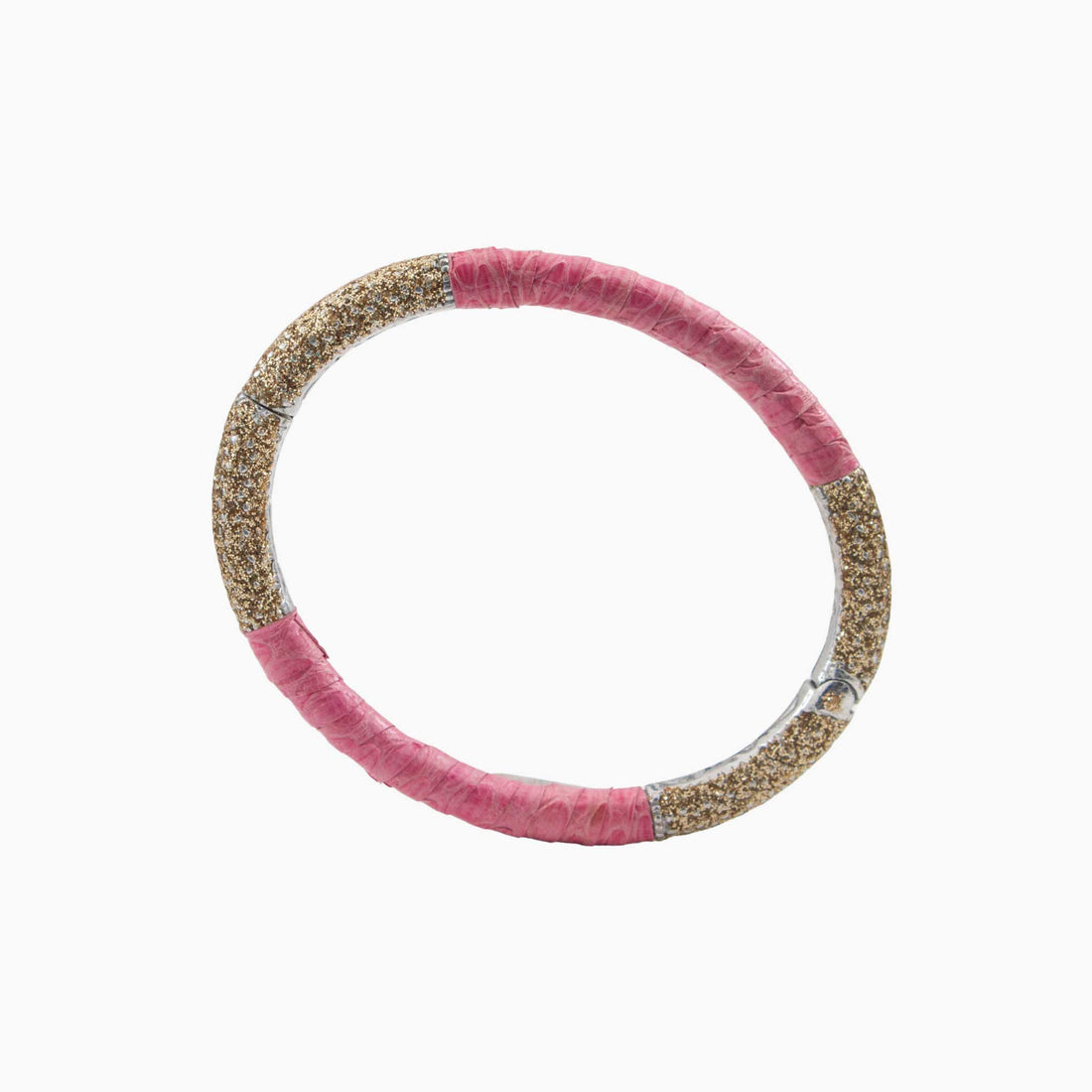 Pink and gold bangle on a white background