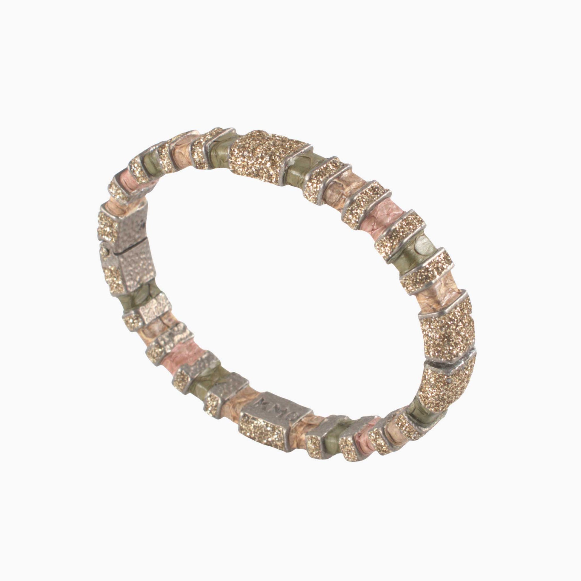Multicolored beaded bracelet on a white background