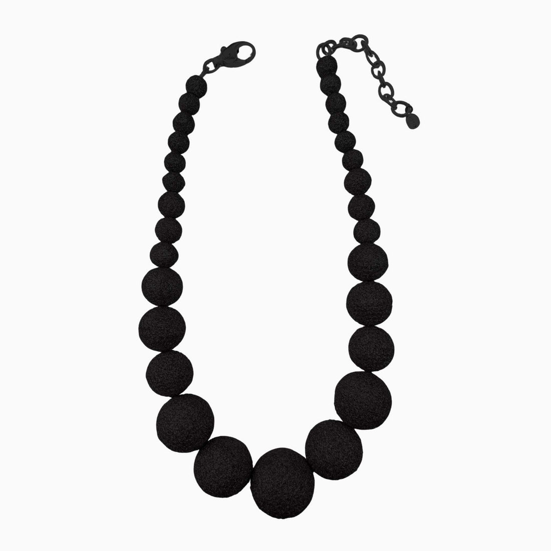 Necklace with red beaded design on a white background