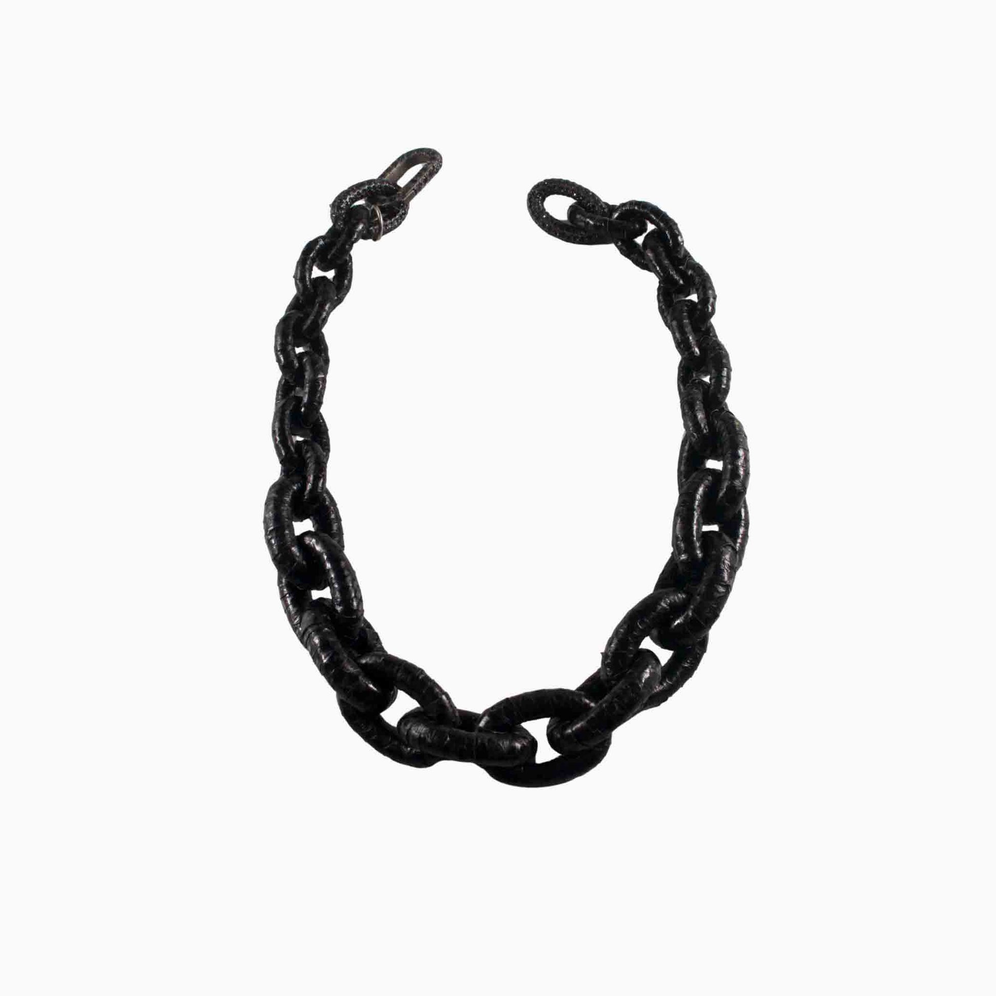 Black chain on a white background