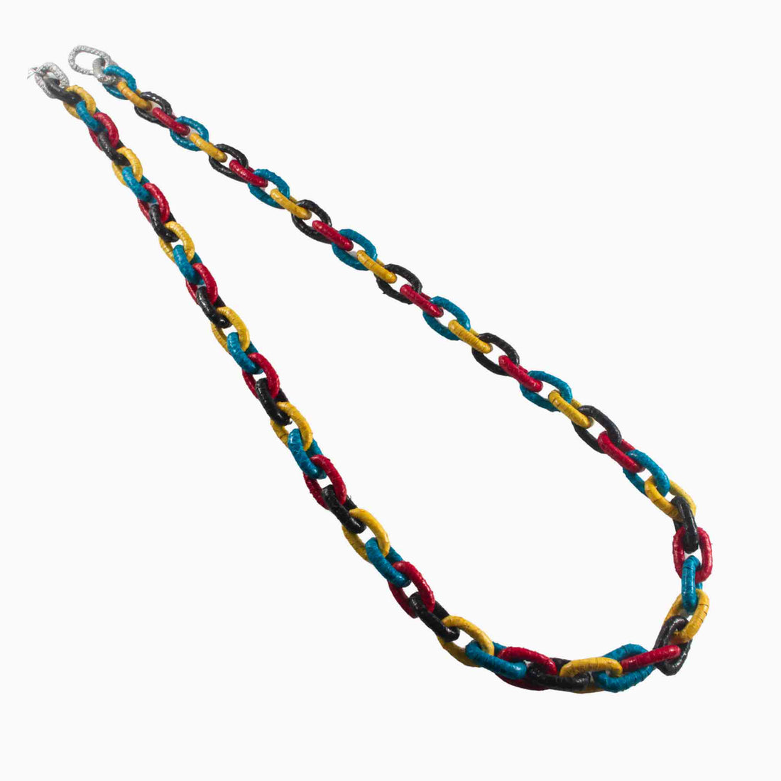 Colorful chain necklace on a white background