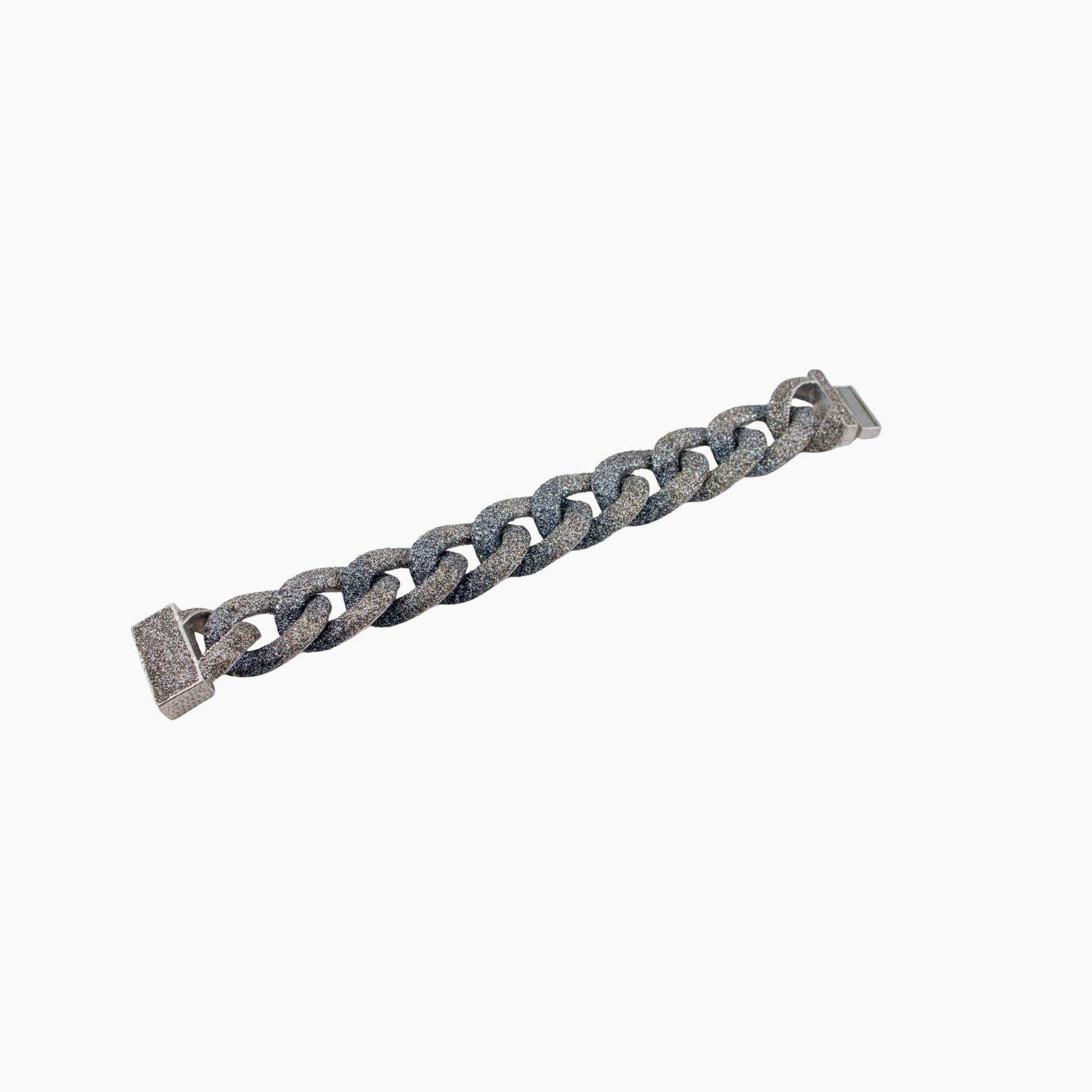 Silver chain bracelet on a white background