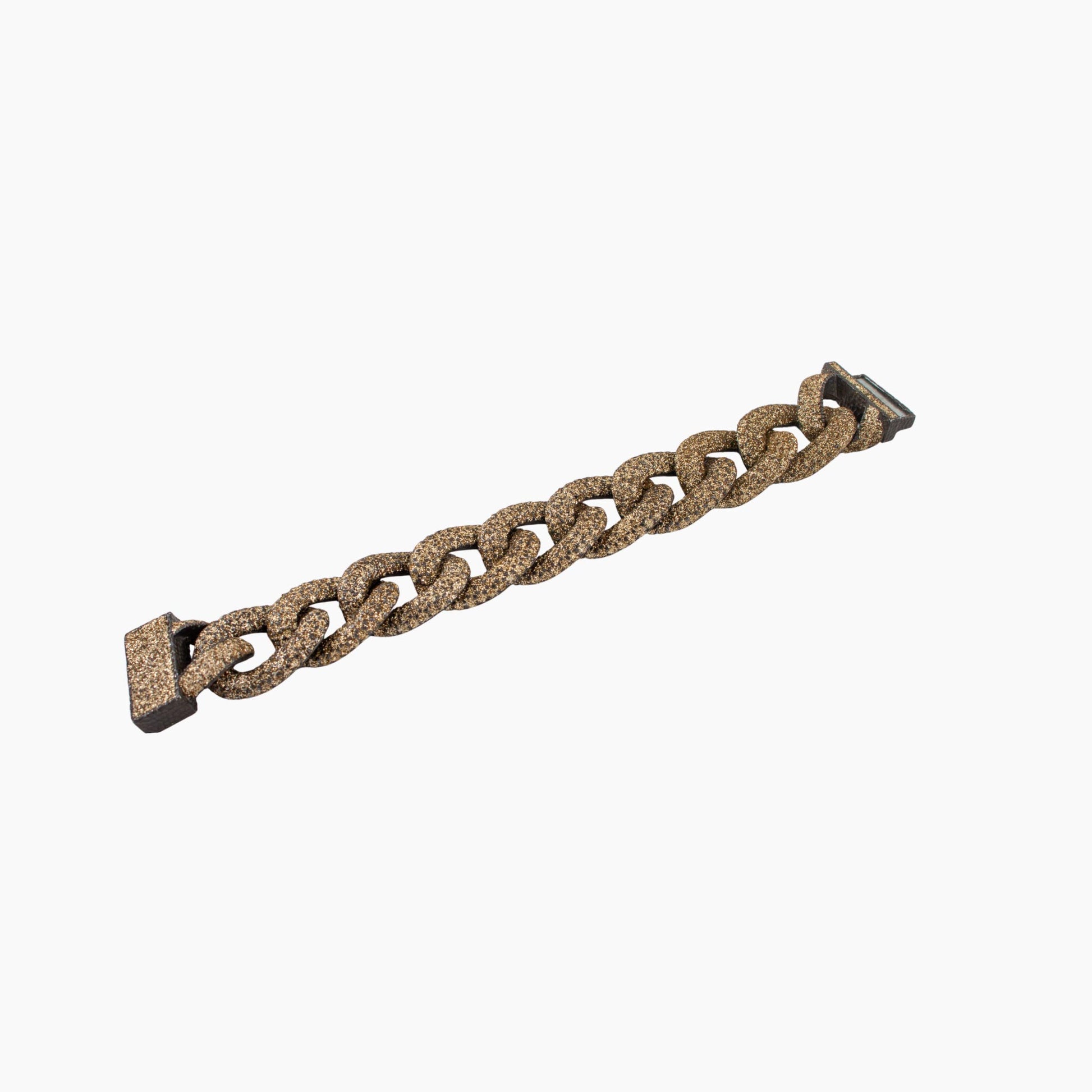 Brown chain belt buckle on a white background