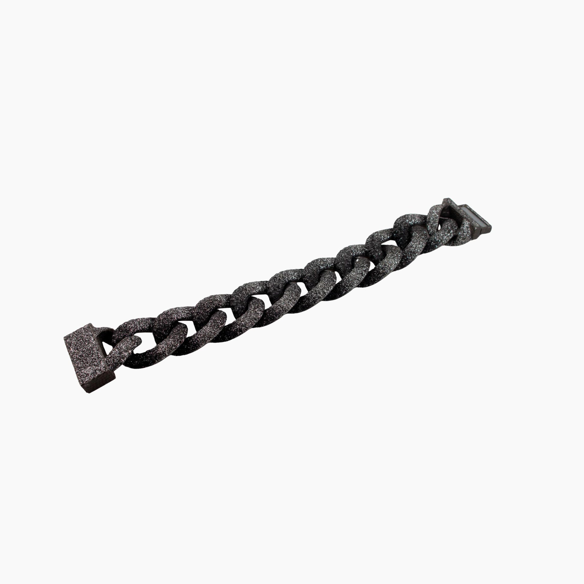 Black metal chain on a white background