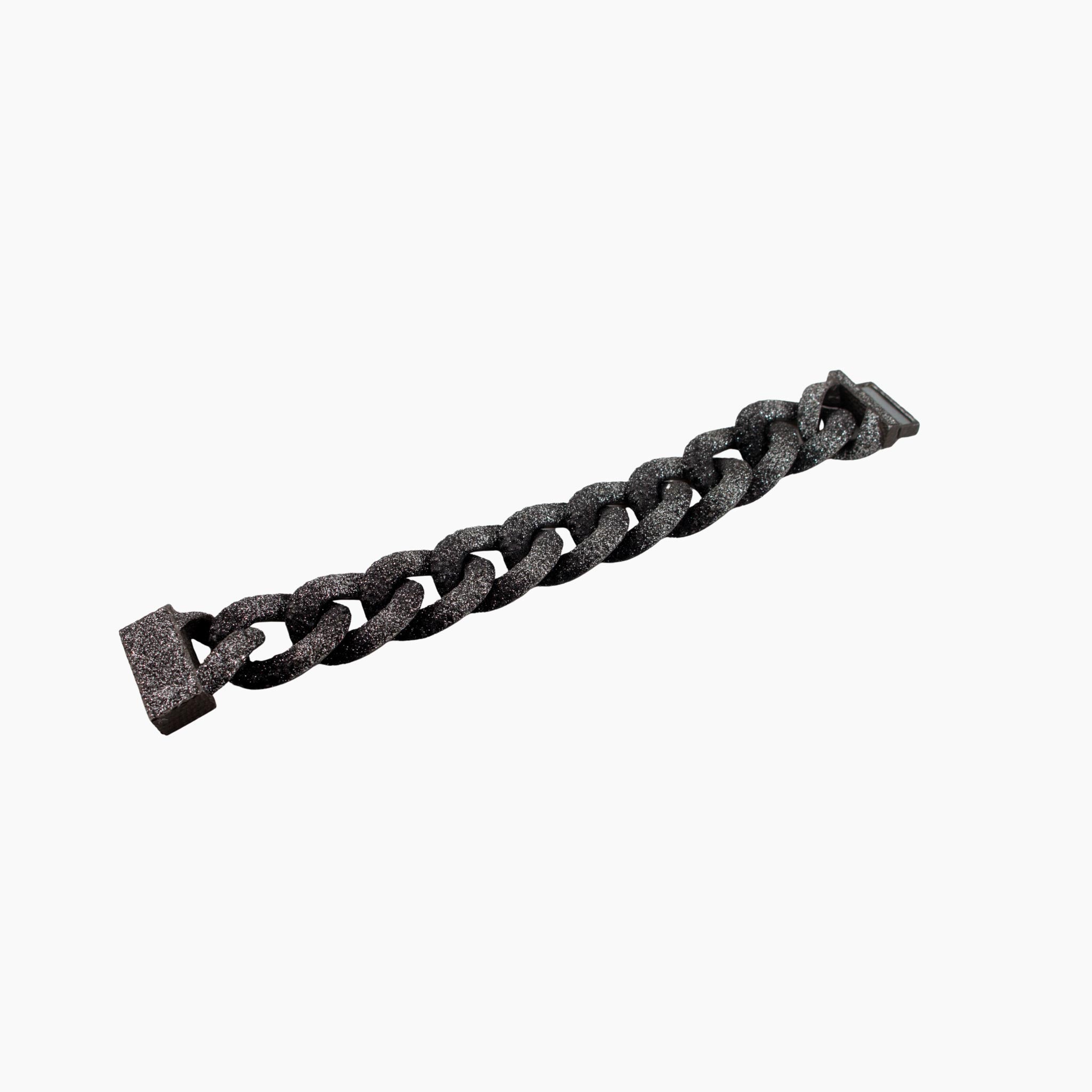 Black metal chain on a white background