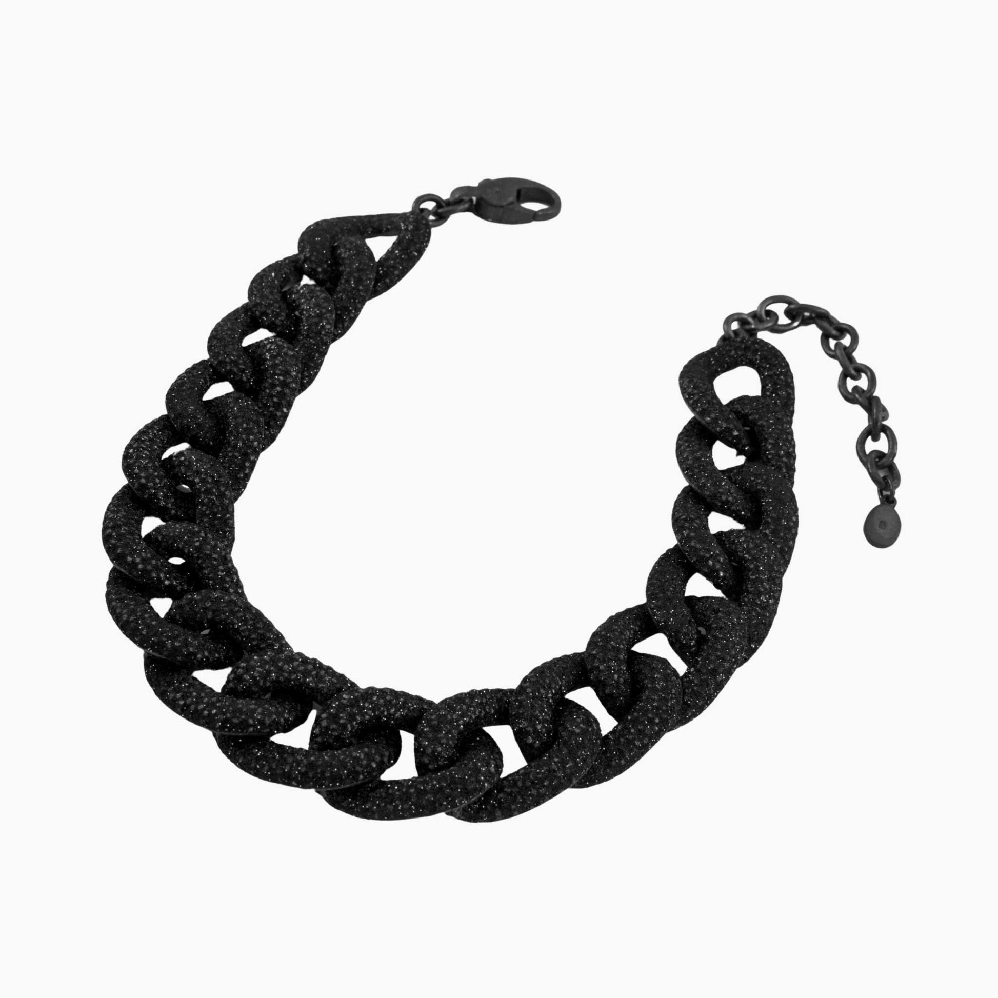 Black chain necklace on a white background