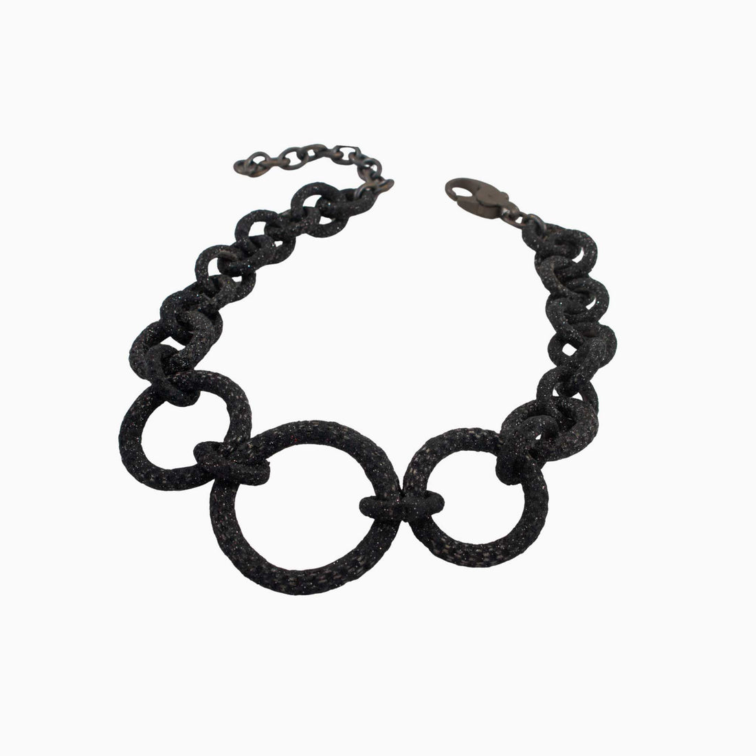 Black chain necklace on a white background