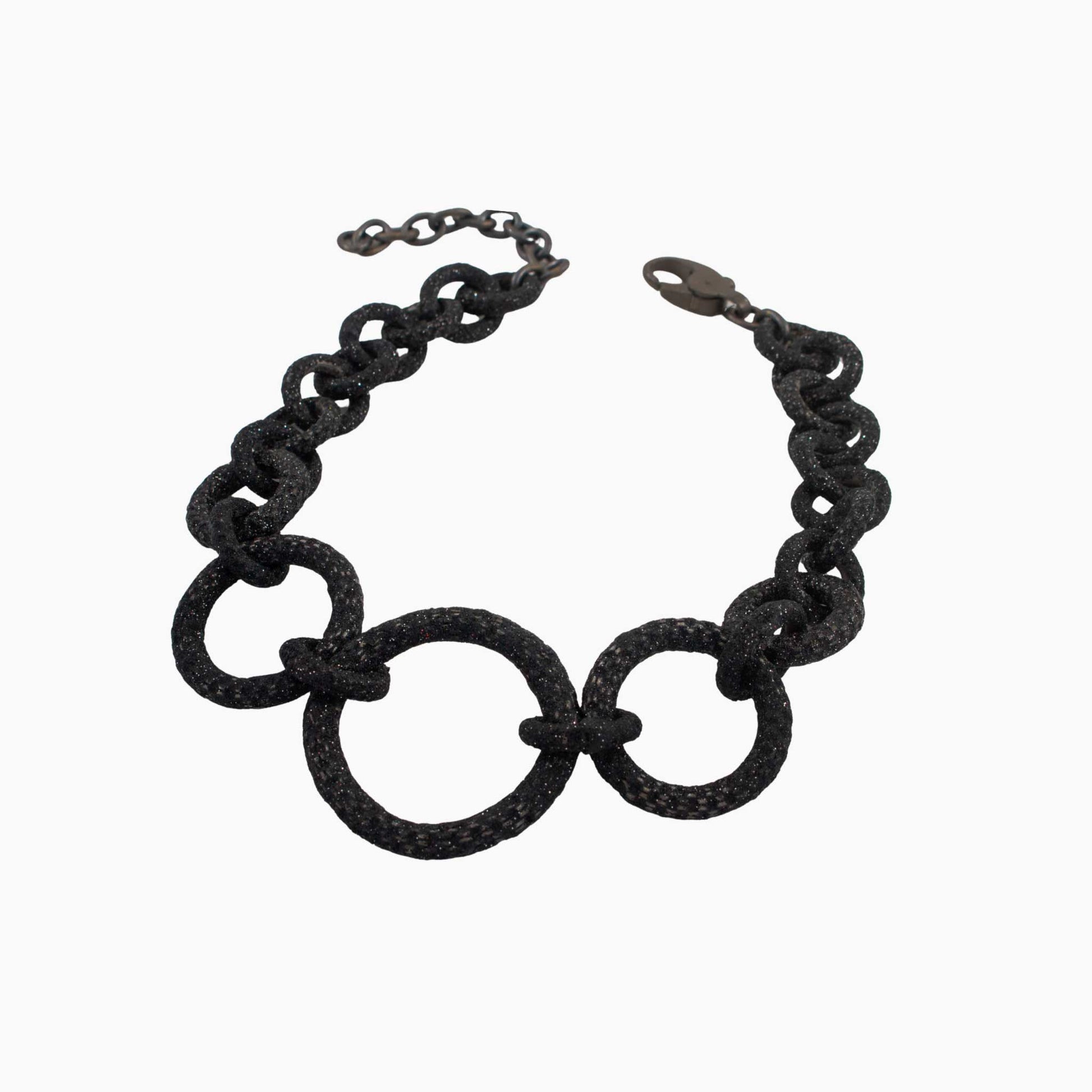 Black chain necklace on a white background