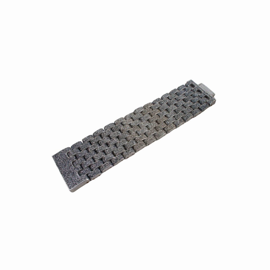 Gray woven rectangular mat on a white background