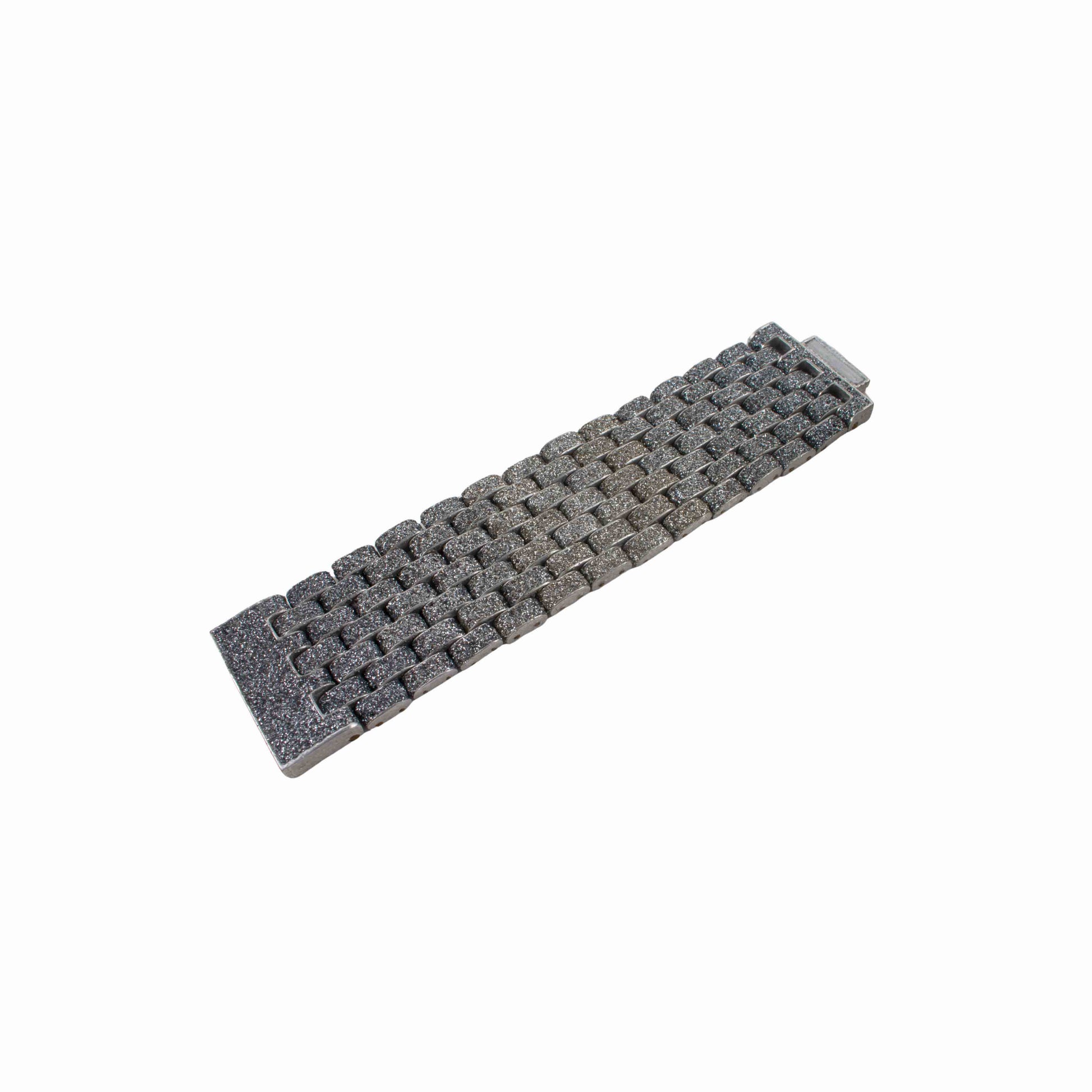 Gray woven rectangular mat on a white background