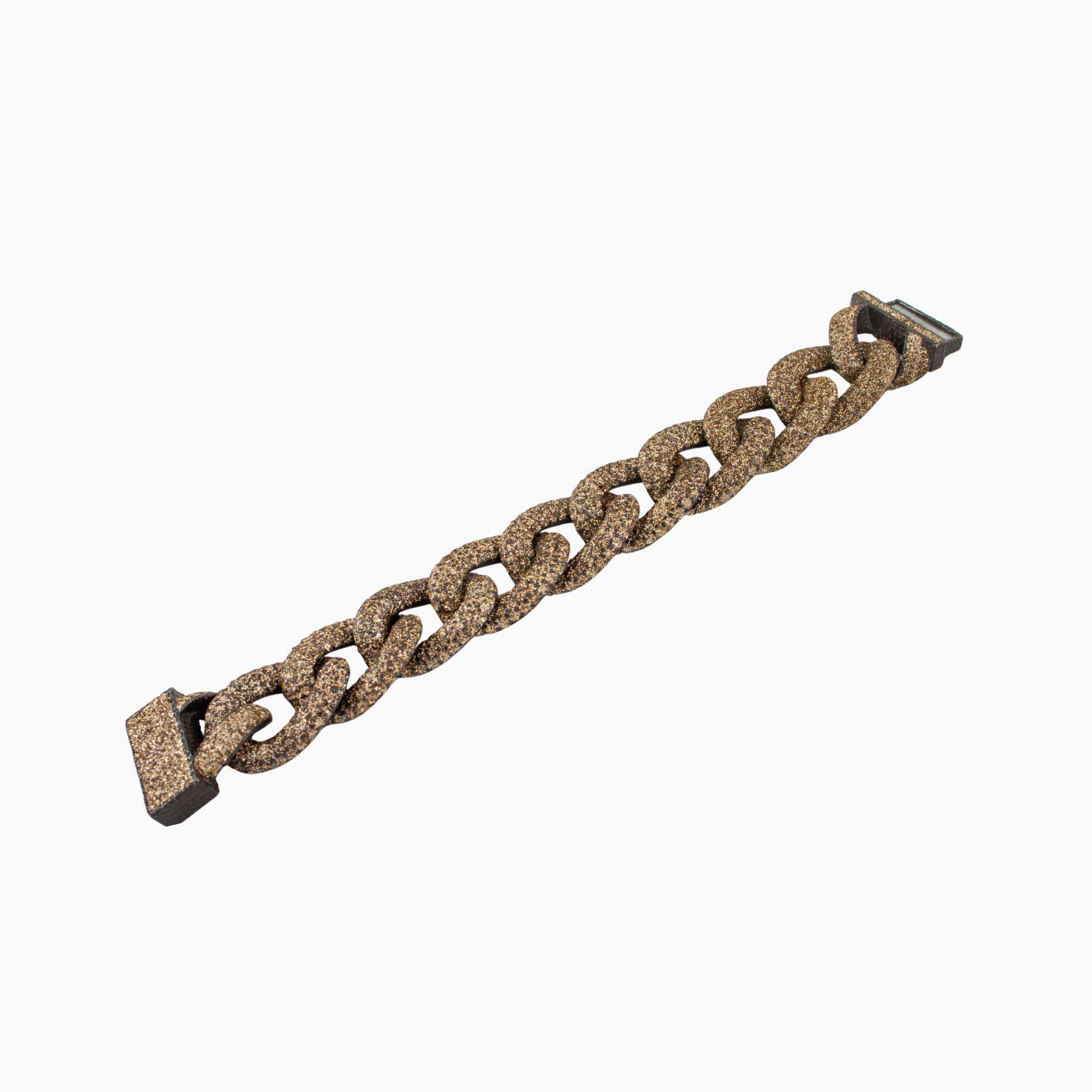 Brown chain bracelet on a white background