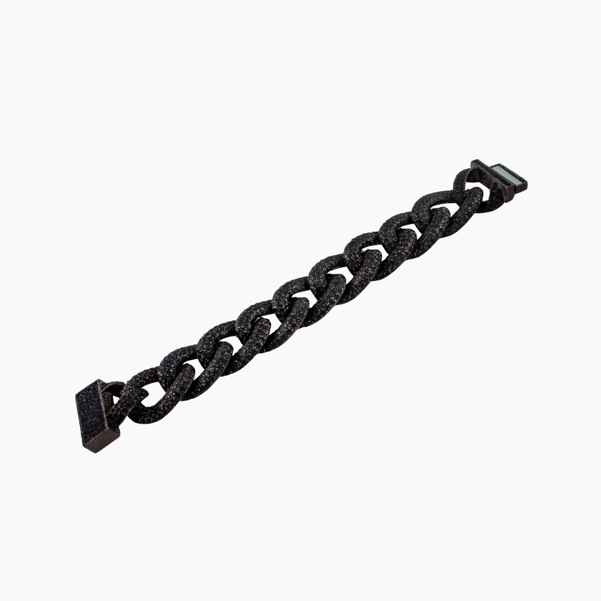 Black chain bracelet on a white background