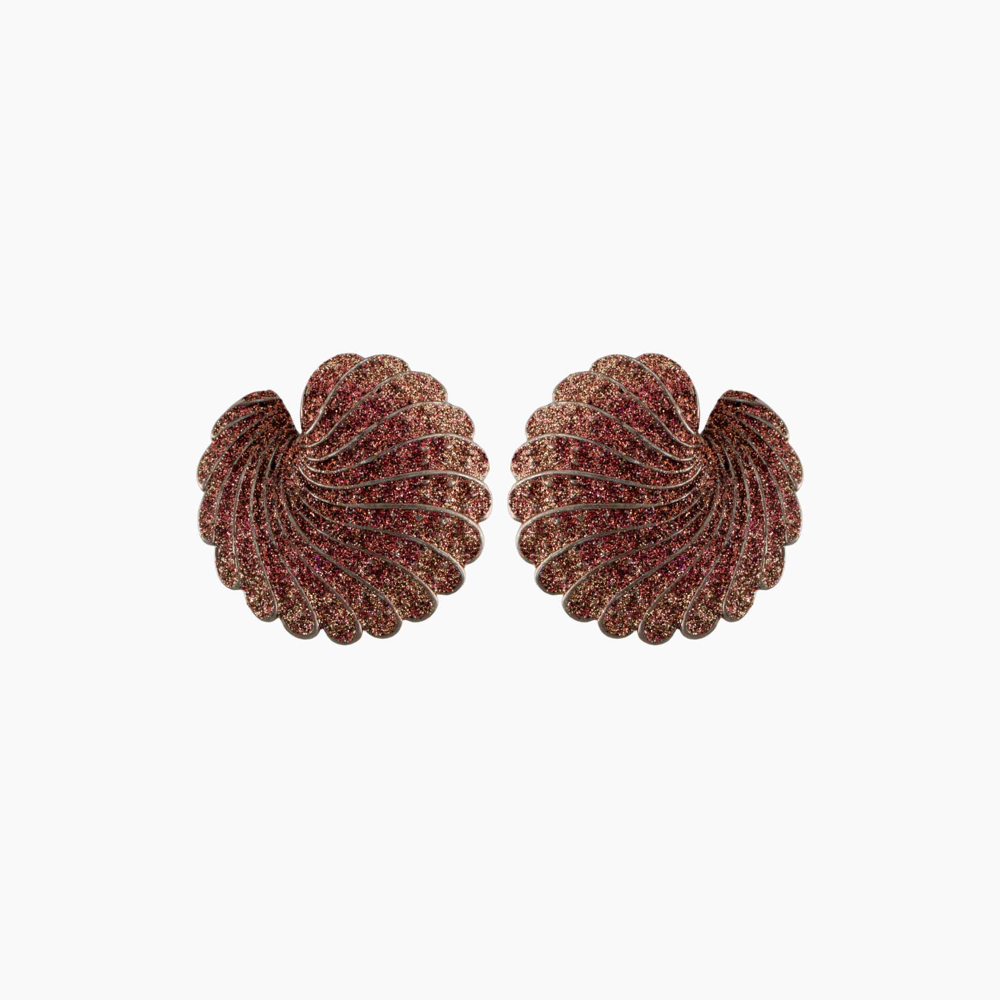 Pair of shell earrings on a white background