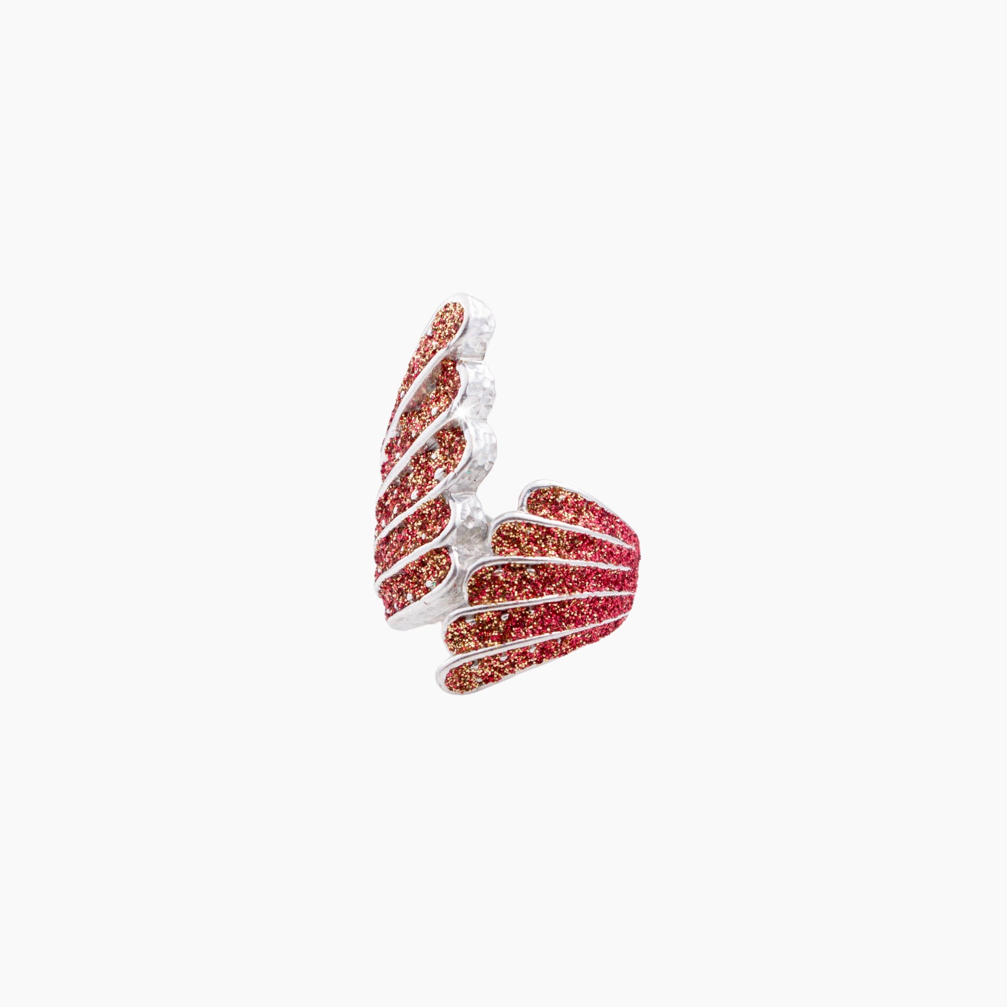 ring with red and white on a white background